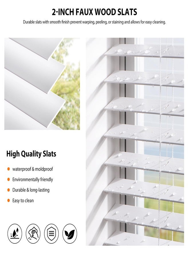 LazBlinds 2-inch Cordless Faux Wood Blinds with Royal Valance, Room Darkening Horizontal Window Blinds, Inside Mount Blinds for Windows - Fit for Window 35.125'' W x 48'' H - White - Image 3